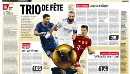 世界杯高清观看-《队报》造势金球或成3人之争，足球欠莱万一座金球？